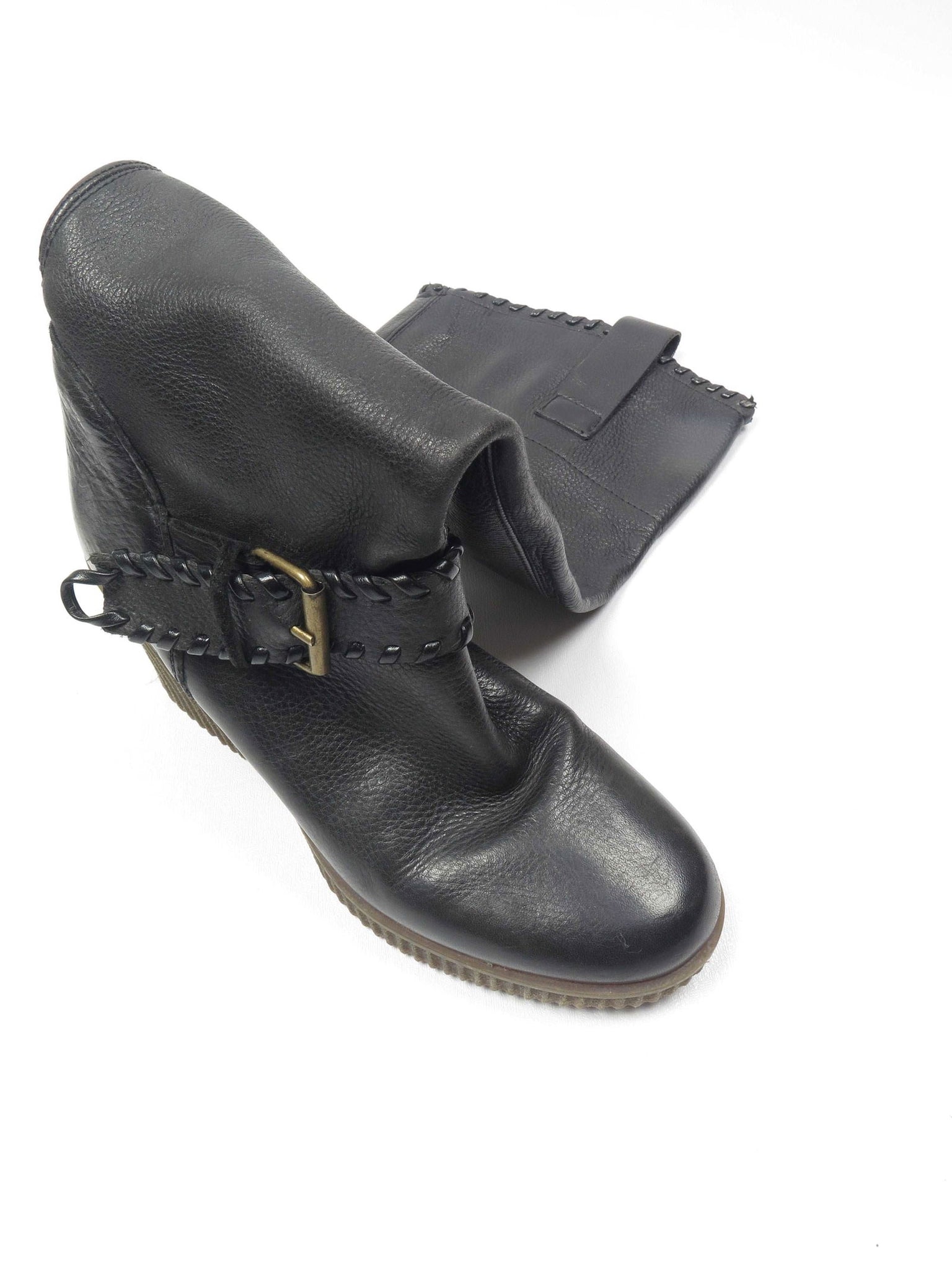 Women’s Black Leather Platform Boots UK5 Euro 38 - The Harlequin