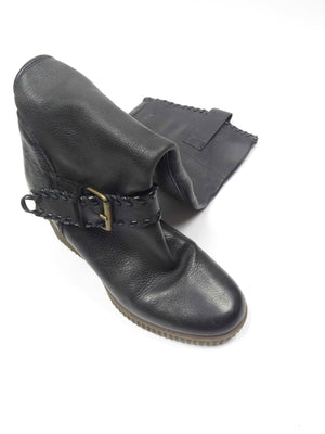 Women’s Black Leather Platform Boots UK5 Euro 38 - The Harlequin
