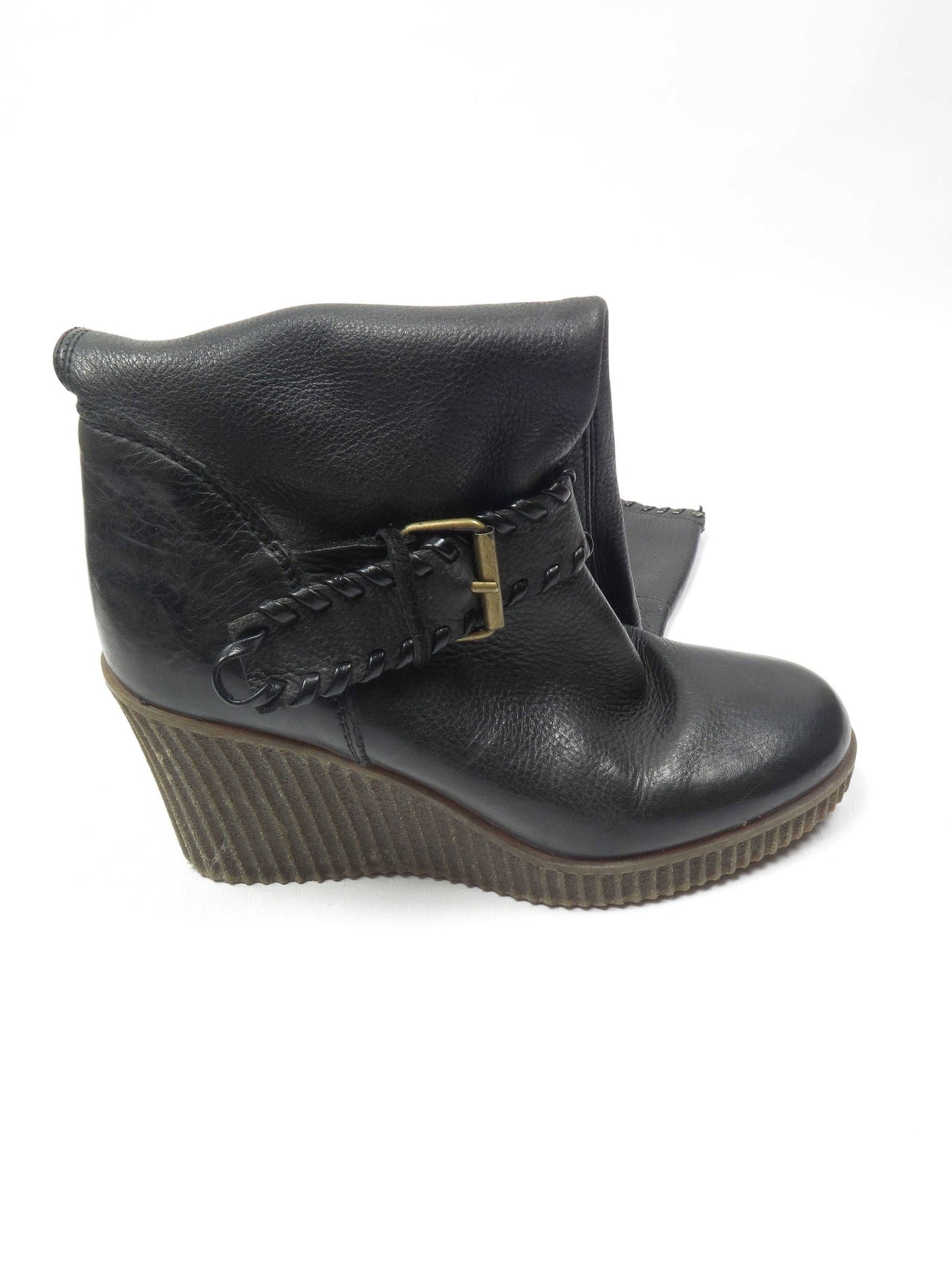 Women’s Black Leather Platform Boots UK5 Euro 38 - The Harlequin