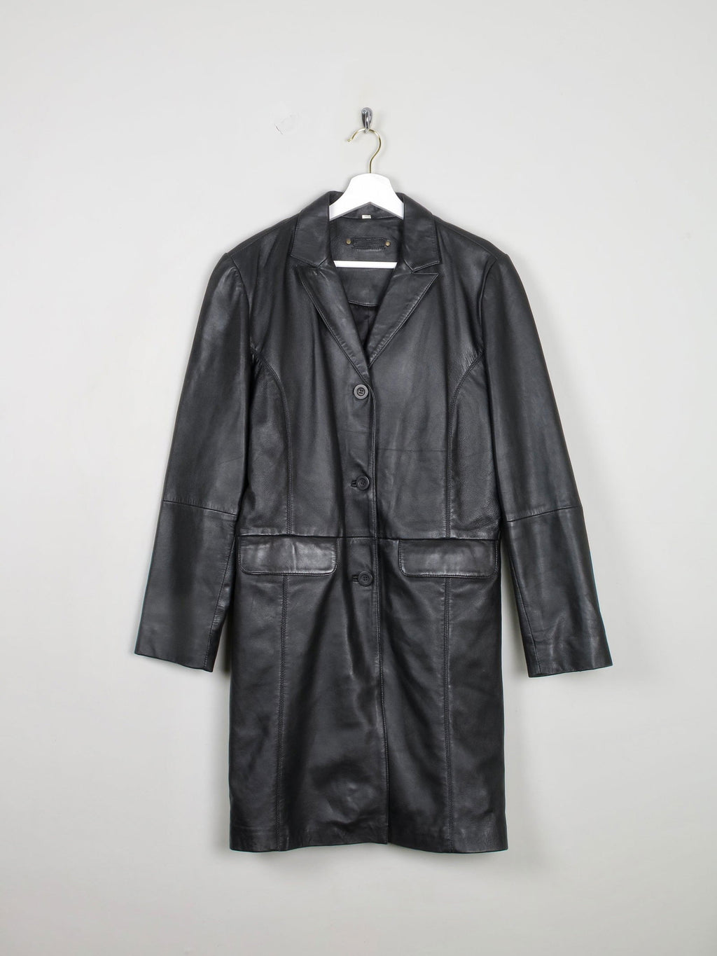 Women's Black Leather Short Coat M - The Harlequin
