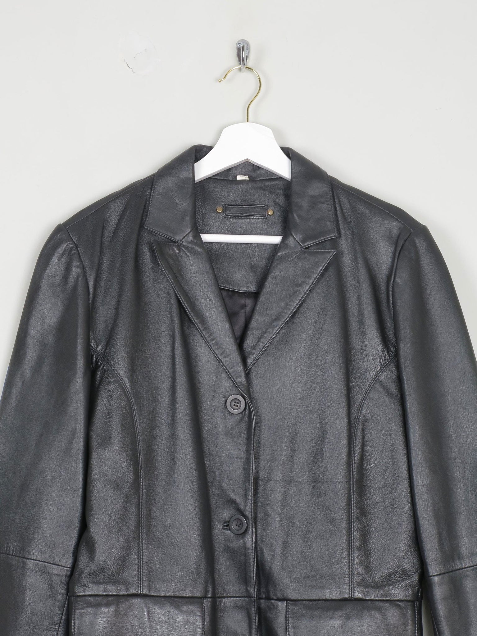 Women's Black Leather Short Coat M - The Harlequin