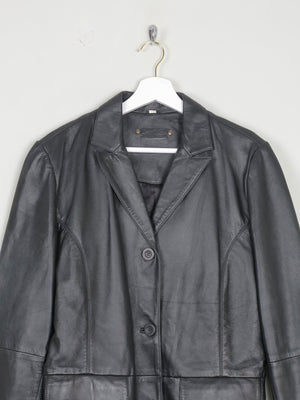 Women's Black Leather Short Coat M - The Harlequin