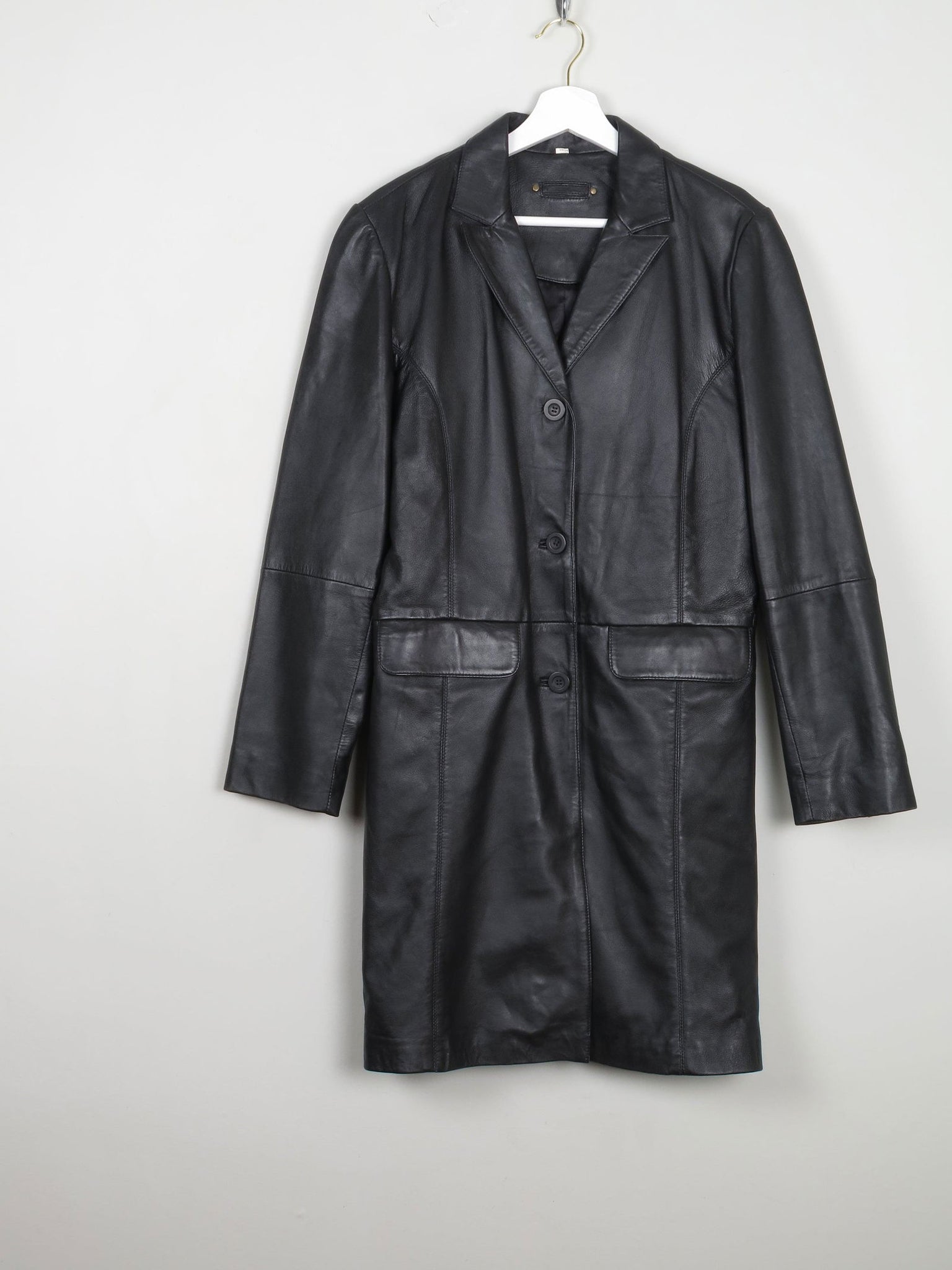Women's Black Leather Short Coat M - The Harlequin