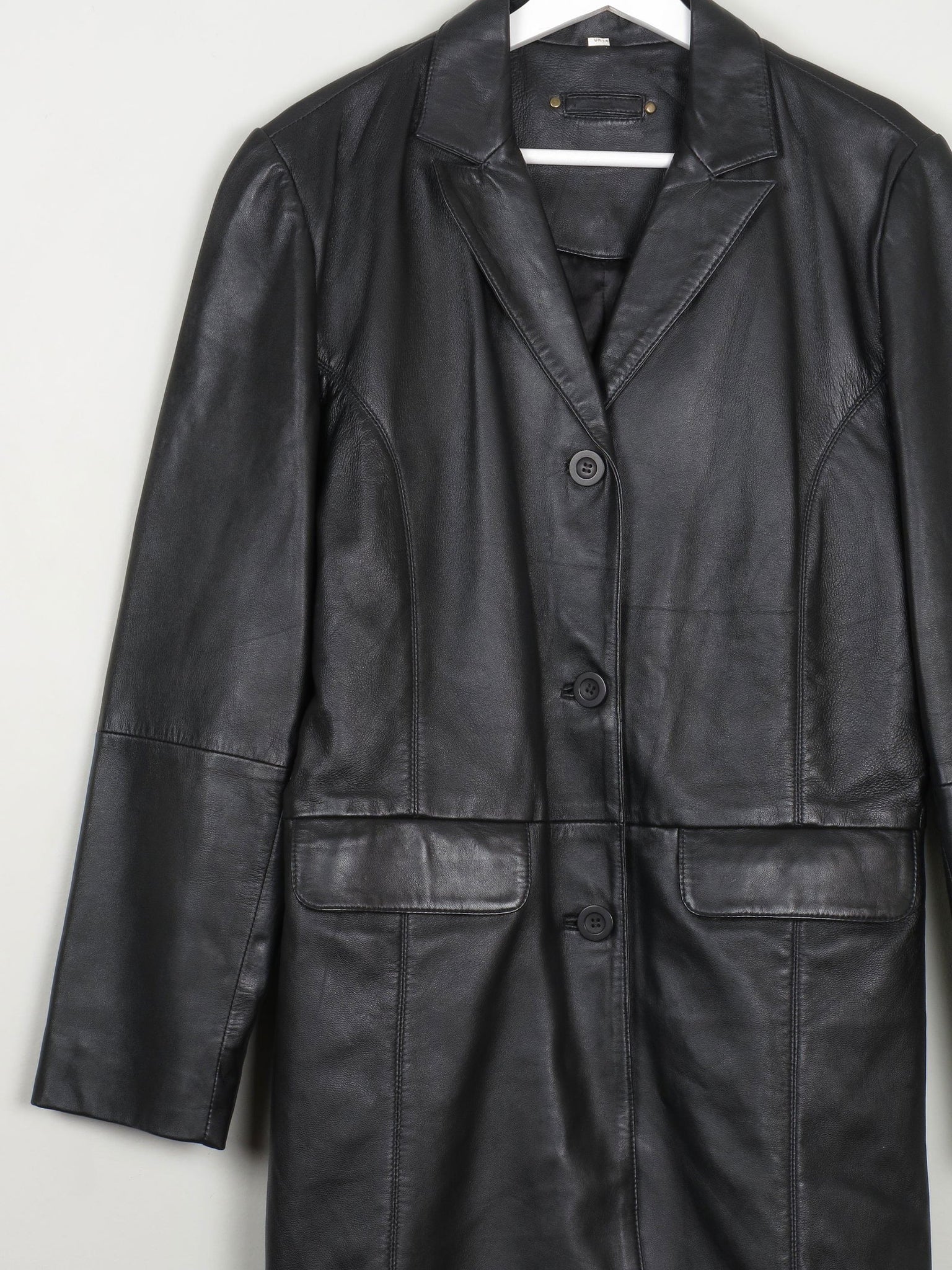 Women's Black Leather Short Coat M - The Harlequin