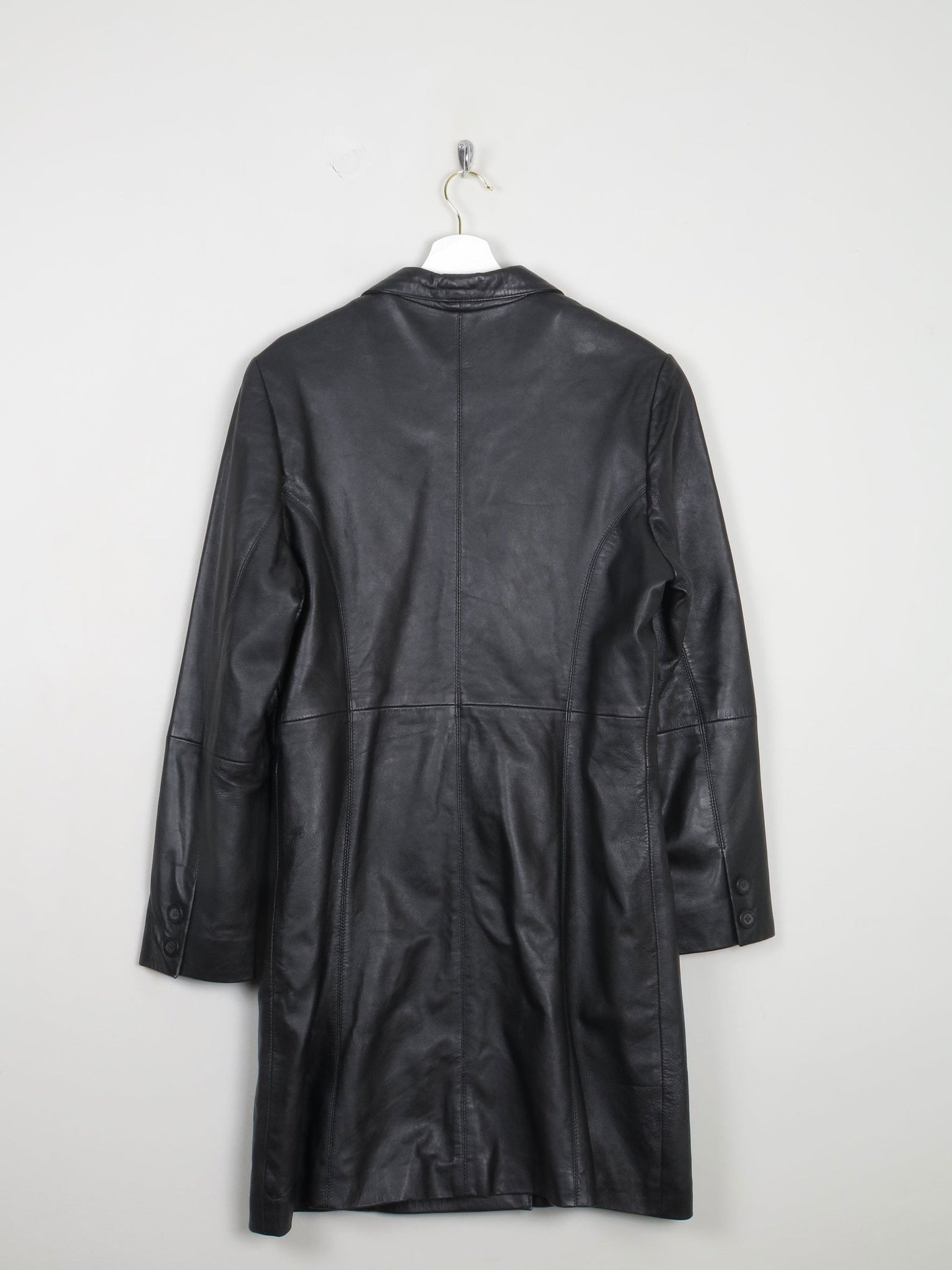 Women's Black Leather Short Coat M - The Harlequin