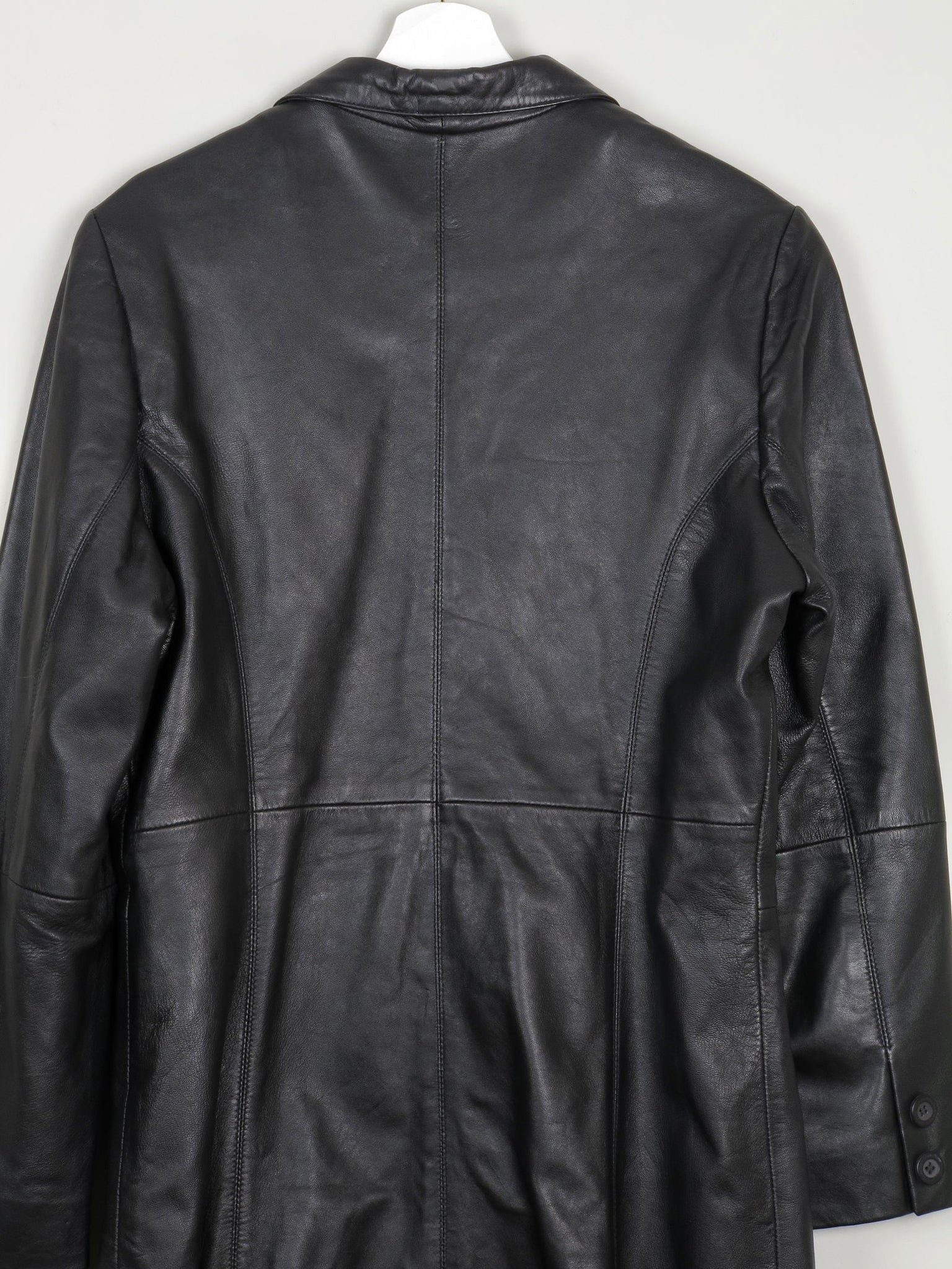 Women's Black Leather Short Coat M - The Harlequin