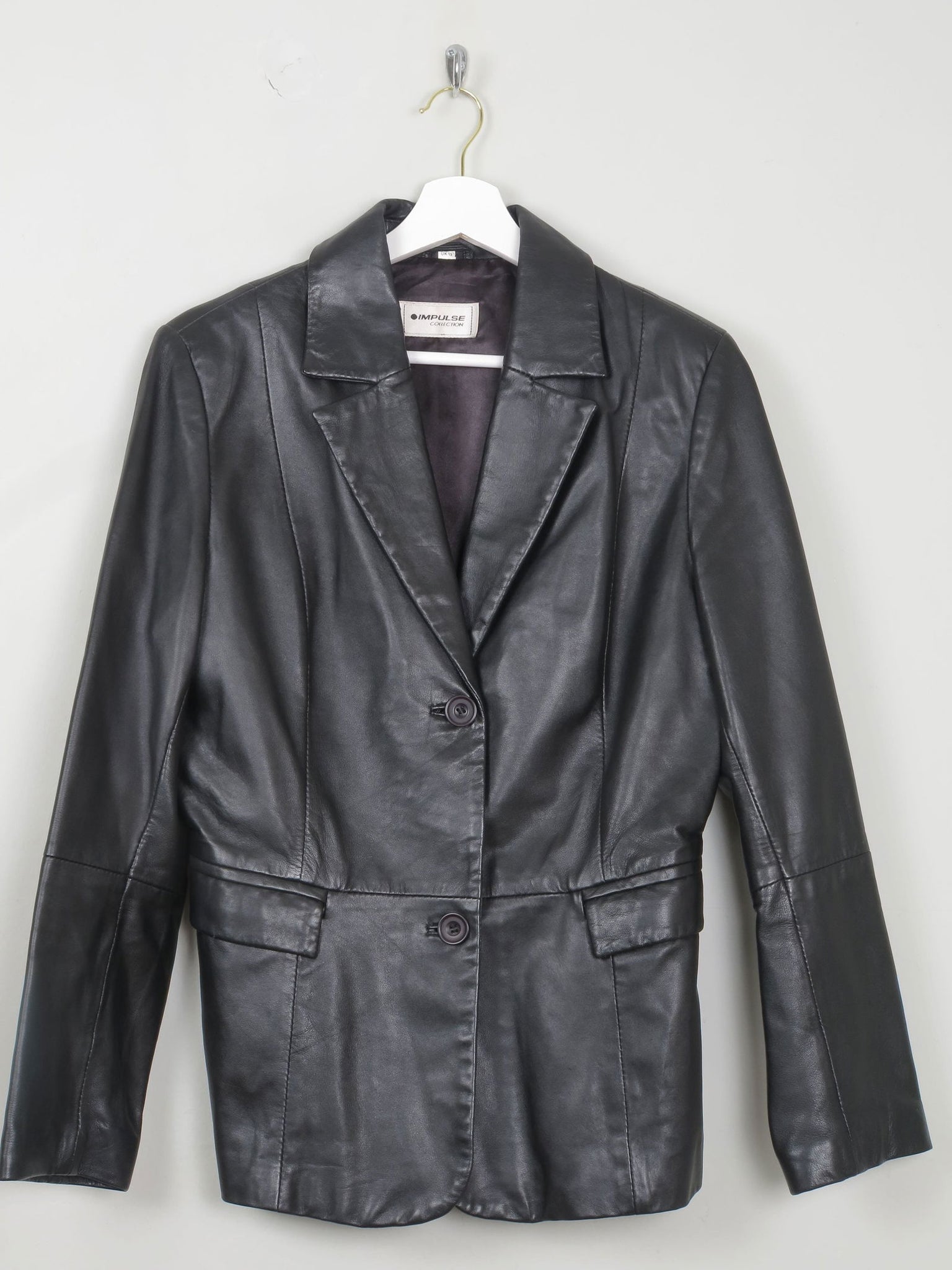 Women's Black Leather Vintage Jacket S/M - The Harlequin
