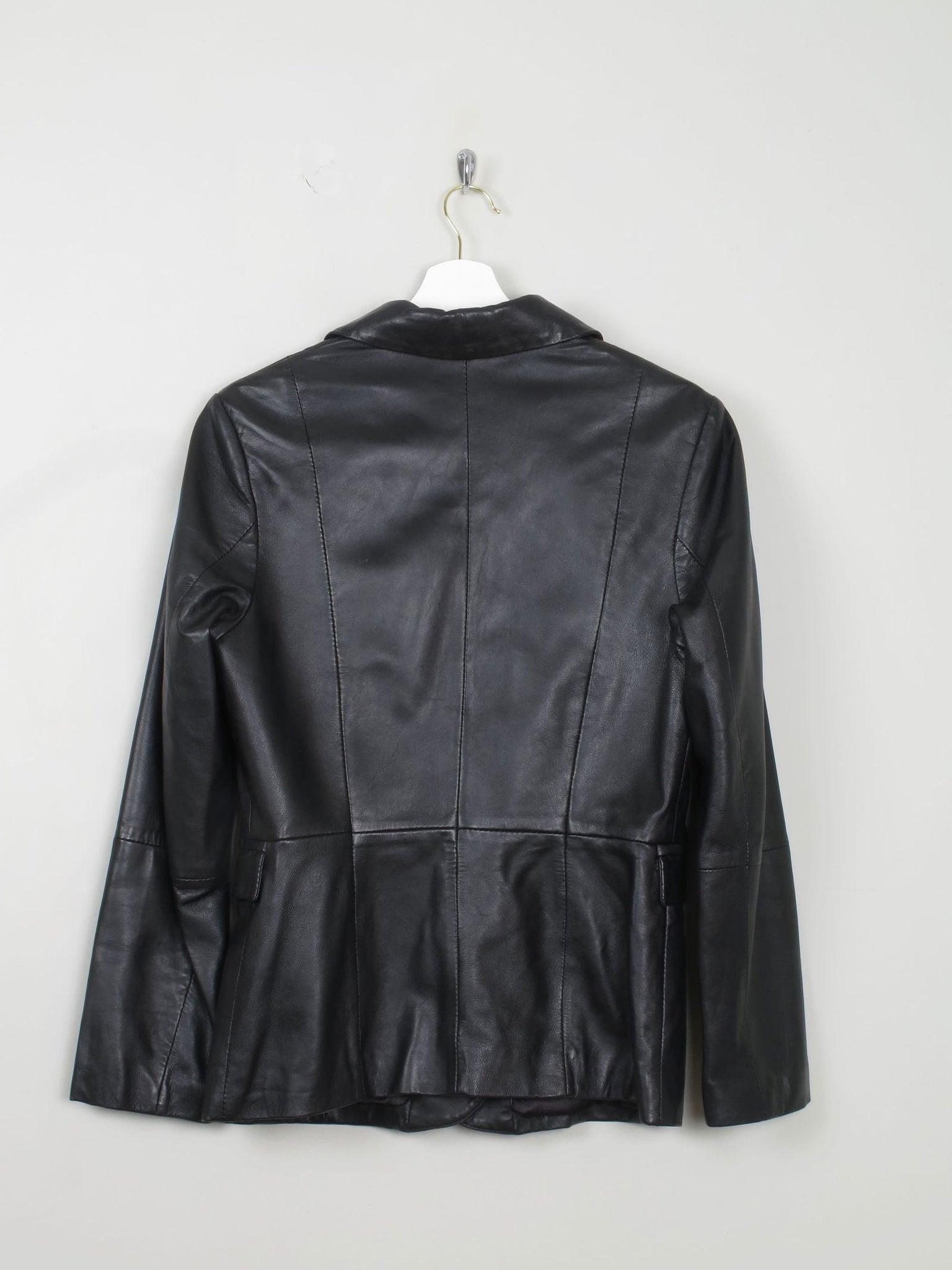 Women's Black Leather Vintage Jacket S/M - The Harlequin