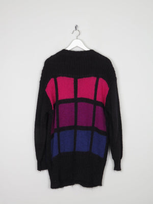 Women's Black & Pink Oversized Mohair Vintage Cardigan S-L - The Harlequin