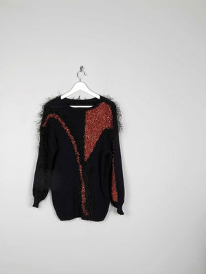 Women’s Black & Rust Vintage Jumper S/M - The Harlequin