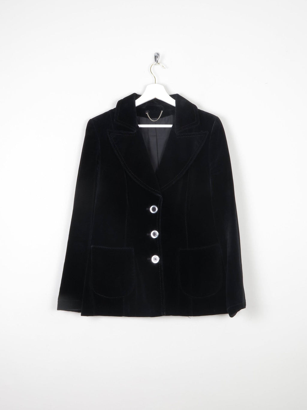 Women's Black Velvet 1970s Jacket 10/12 - The Harlequin