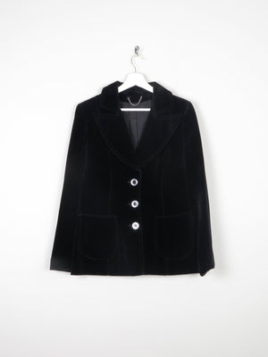 Women's Black Velvet 1970s Jacket 10/12 - The Harlequin
