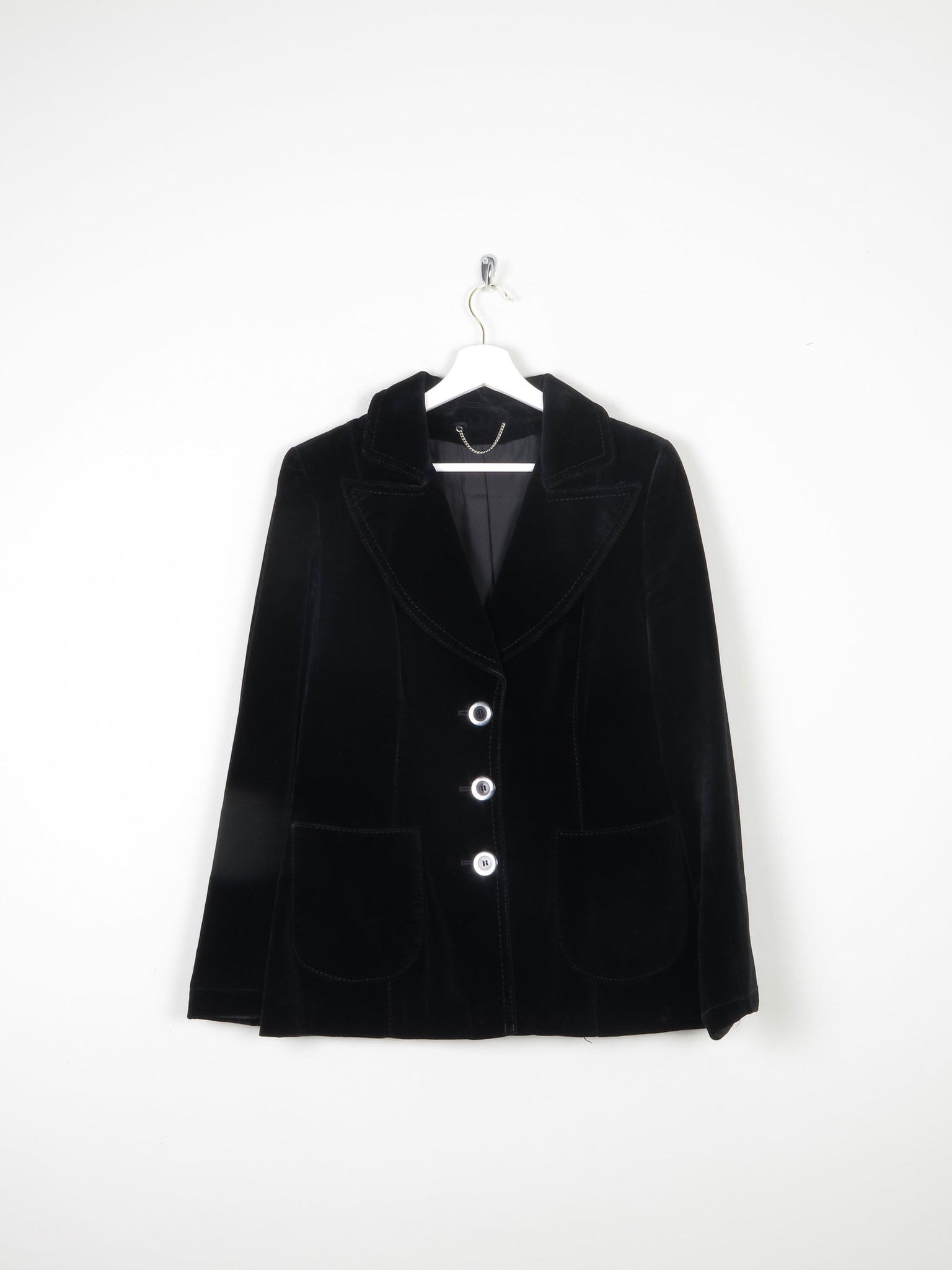 Women's Black Velvet 1970s Jacket 10/12 - The Harlequin