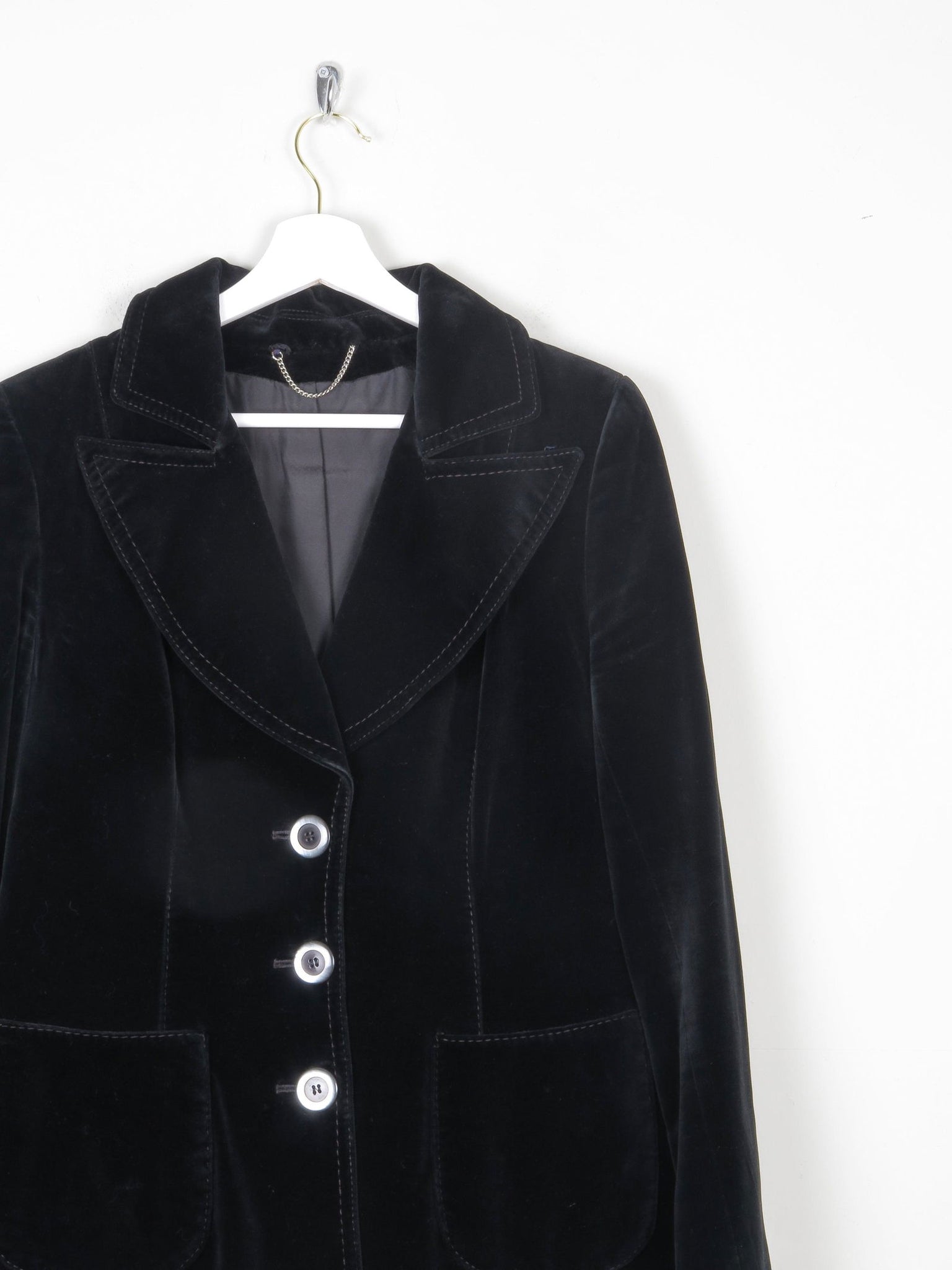 Women's Black Velvet 1970s Jacket 10/12 - The Harlequin