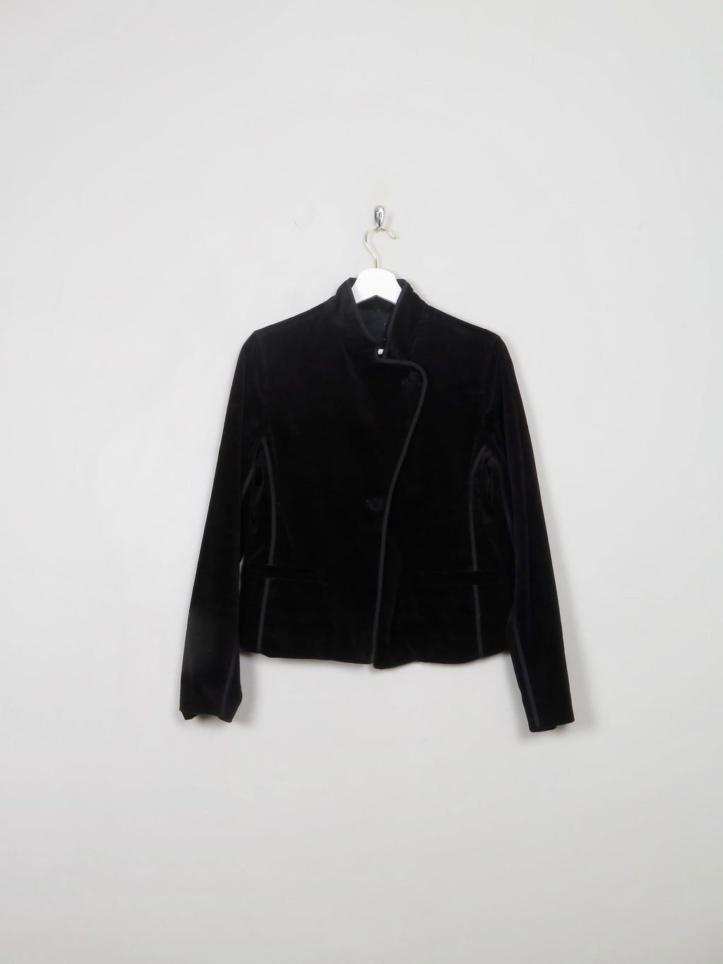 Women's Black Velvet Fitted Jacket XS/S - The Harlequin
