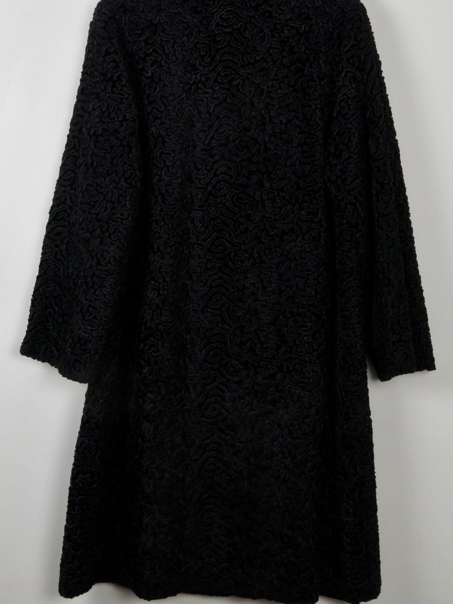 Women's Black Vintage Astrachan Style Coat M - The Harlequin