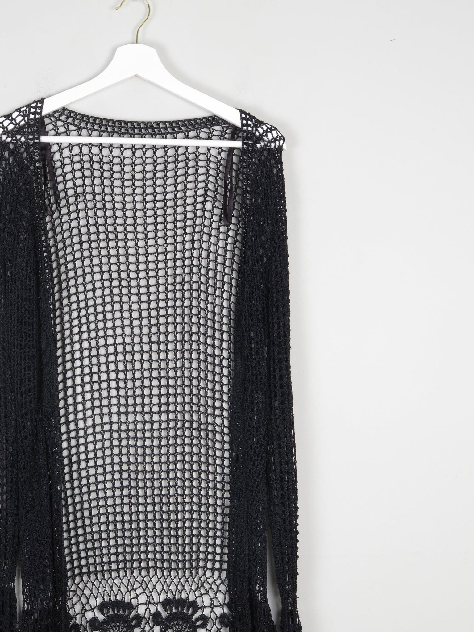 Women’s Black Vintage Crochet Long Cardigan S/M - The Harlequin