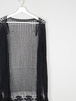 Women’s Black Vintage Crochet Long Cardigan S/M - The Harlequin
