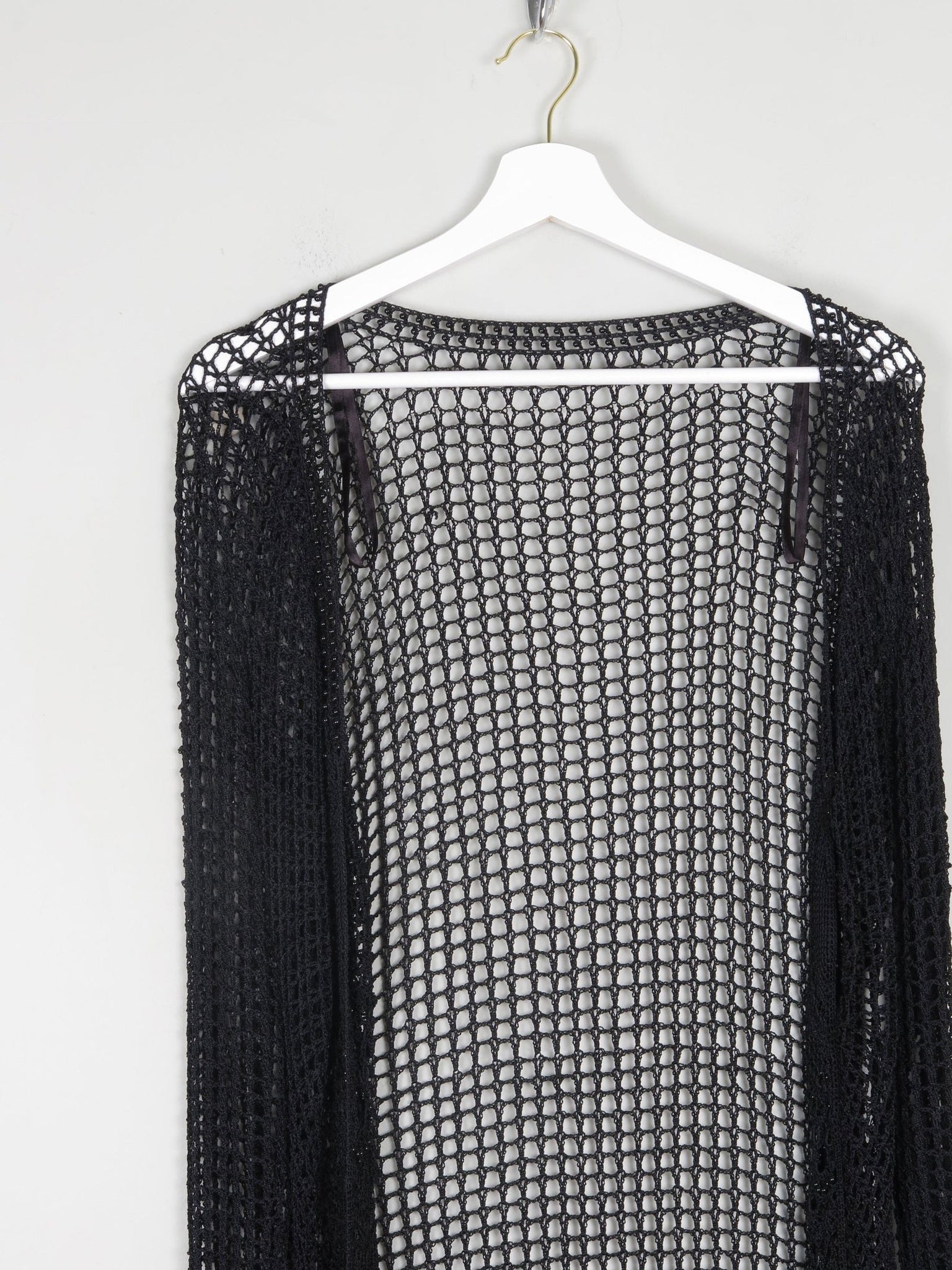 Women’s Black Vintage Crochet Long Cardigan S/M - The Harlequin