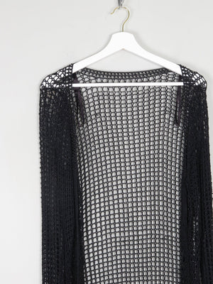 Women’s Black Vintage Crochet Long Cardigan S/M - The Harlequin