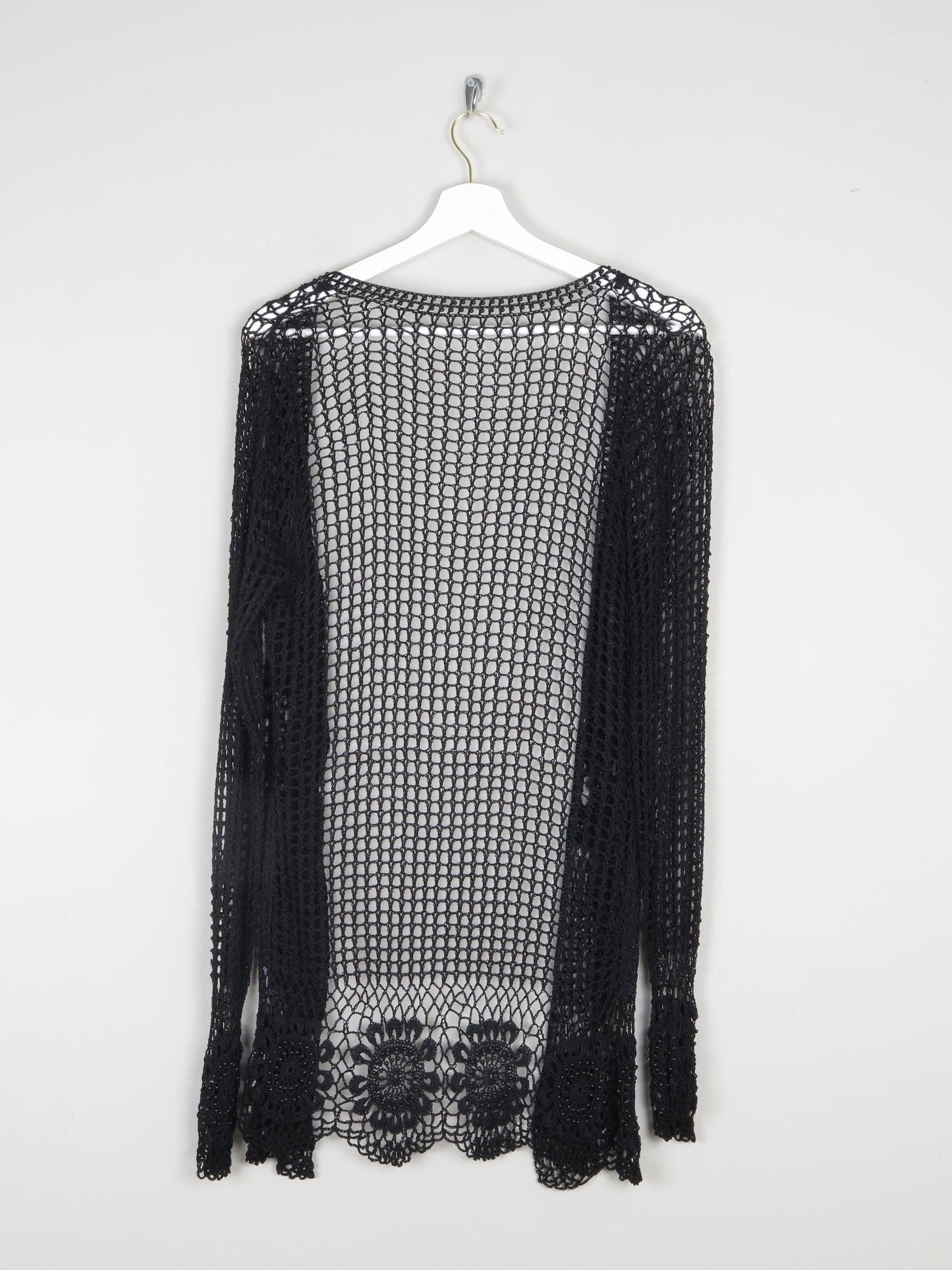 Women’s Black Vintage Crochet Long Cardigan S/M - The Harlequin
