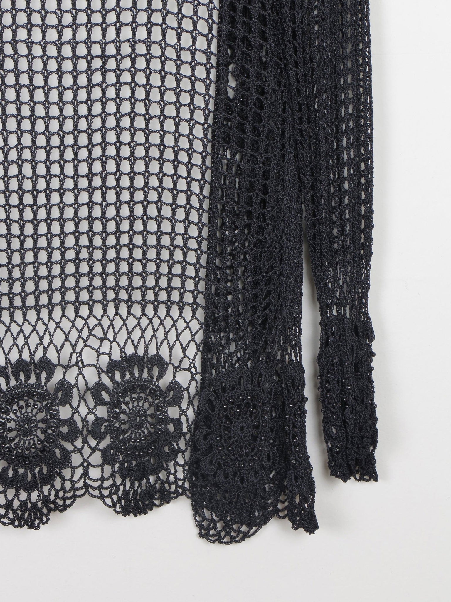Women’s Black Vintage Crochet Long Cardigan S/M - The Harlequin