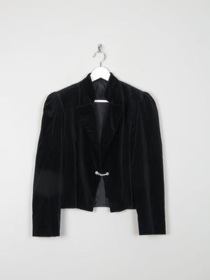 Women’s Black Vintage Cropped Velvet Jacket M - The Harlequin