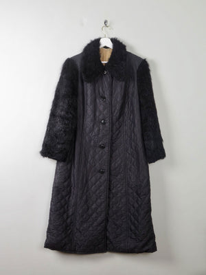 Women's Black Vintage Quilted Coat M - The Harlequin