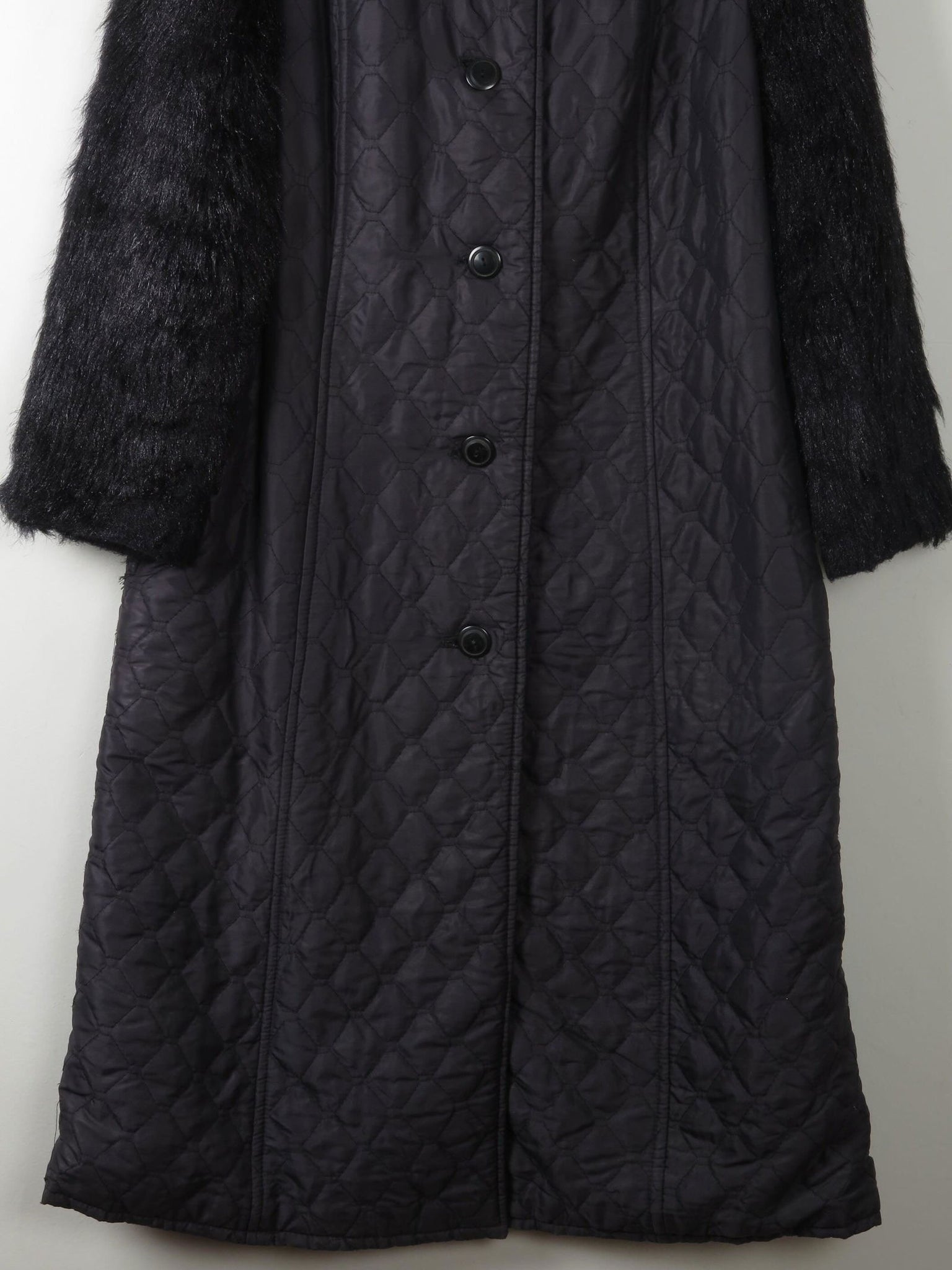 Women's Black Vintage Quilted Coat M - The Harlequin