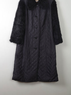 Women's Black Vintage Quilted Coat M - The Harlequin