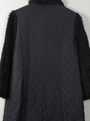 Women's Black Vintage Quilted Coat M - The Harlequin