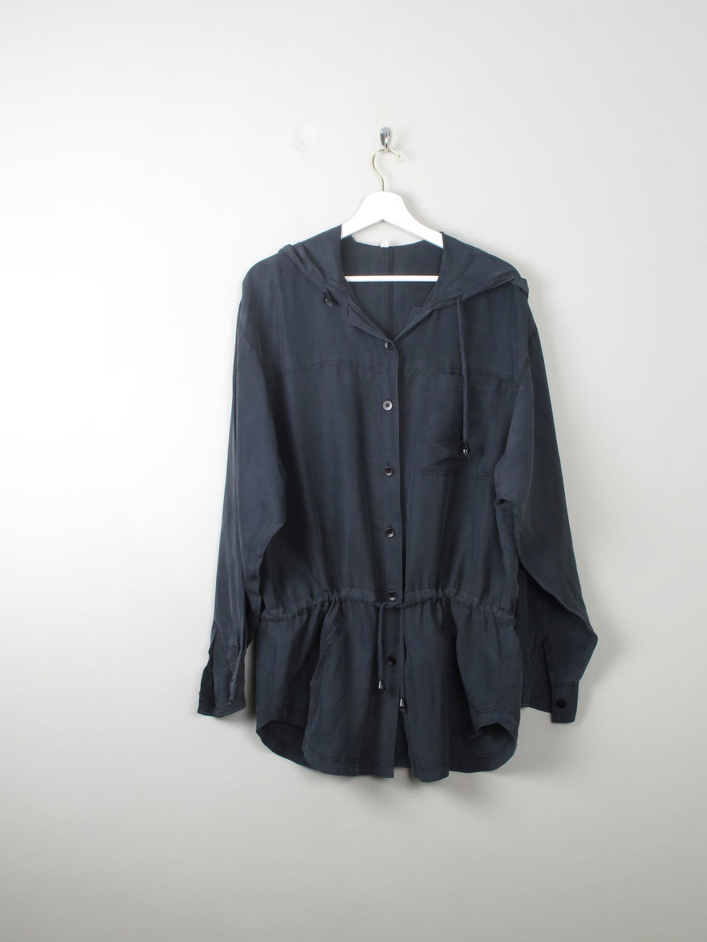 Women's Black Vintage Silk Parka Style Top/Jacket S/M - The Harlequin