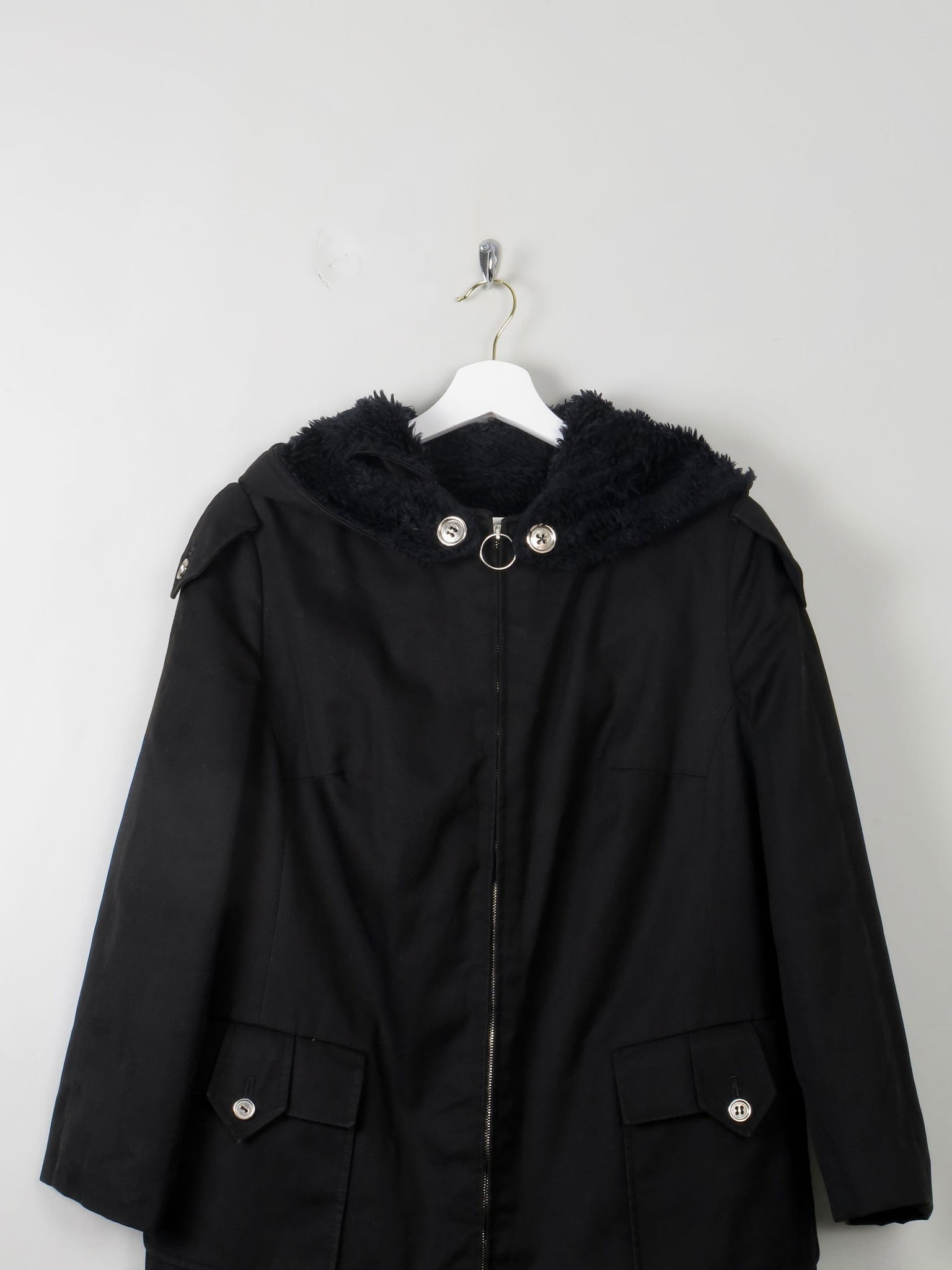 Women's Black Vintage Trench Parka S/M Petit - The Harlequin