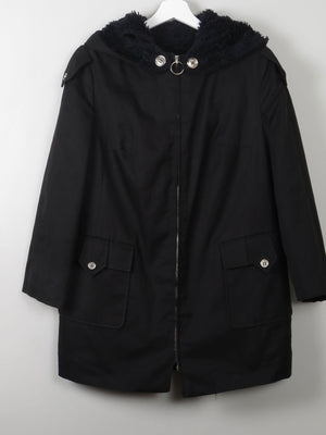 Women's Black Vintage Trench Parka S/M Petit - The Harlequin