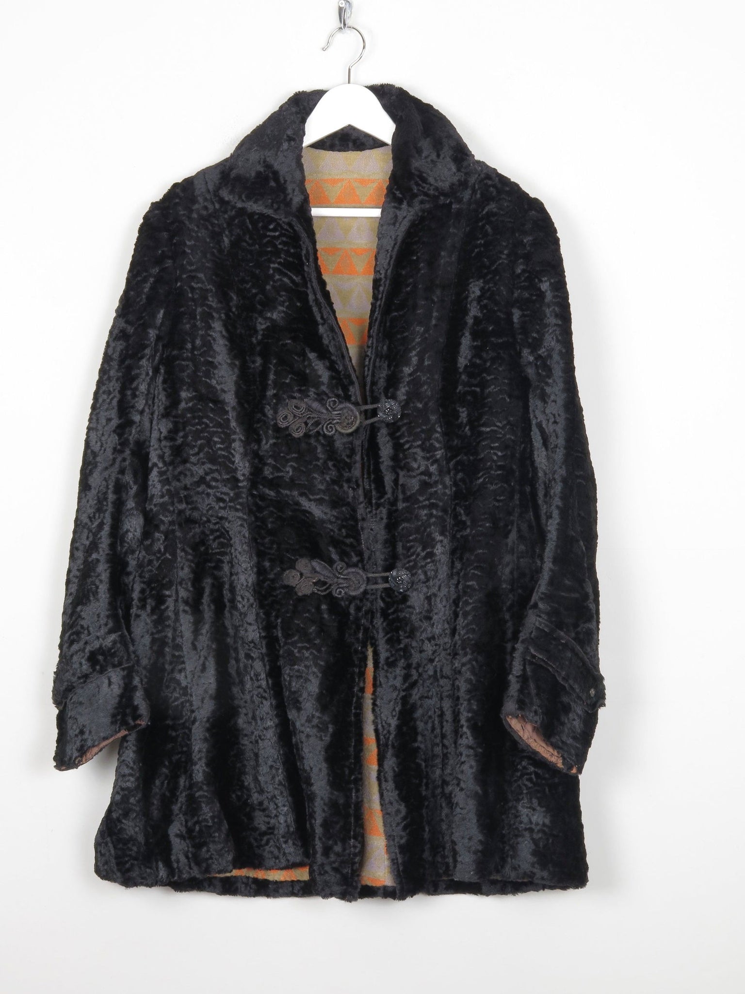 Women's Black Vintage Velvet Crushed Long Jacket 10/12 - The Harlequin