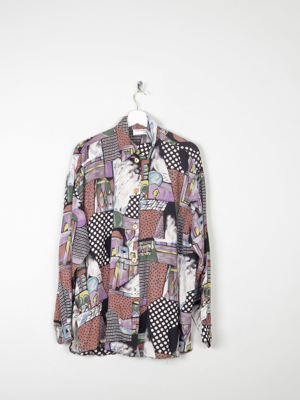 Women's Blouse With Collar & Graphic Print Oversized Style M/L - The Harlequin