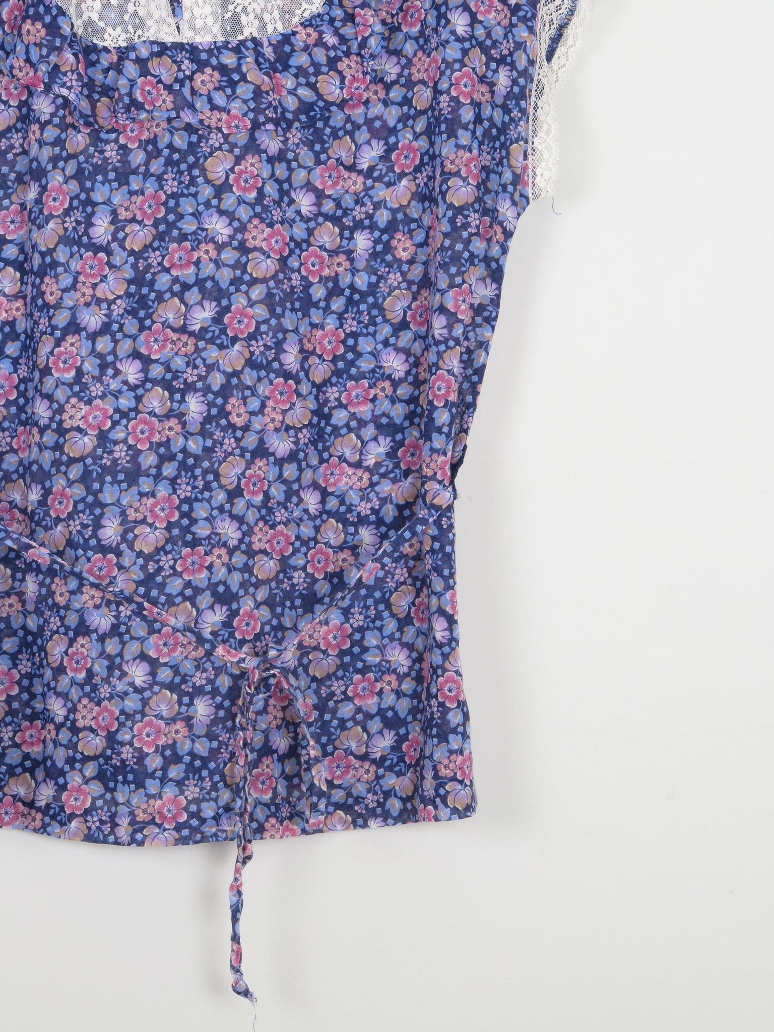 Women’s Blue Floral Printed Vintage Prairie Short Sleeved Blouse 10/12 - The Harlequin