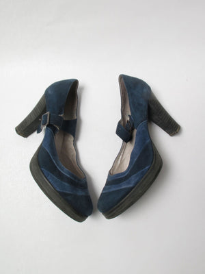 Women's Blue & Navy Mary Jane Suede Shoes 41 - The Harlequin