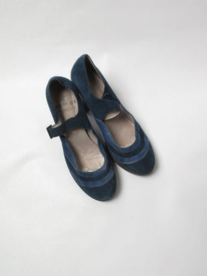 Women's Blue & Navy Mary Jane Suede Shoes 41 - The Harlequin