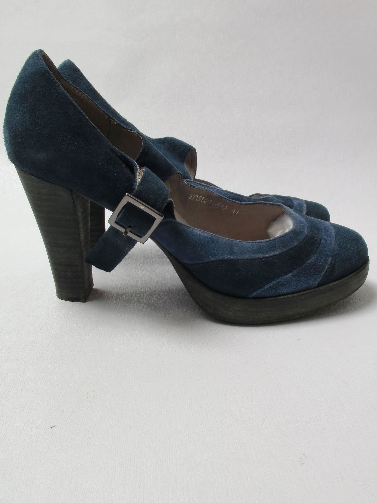 Women's Blue & Navy Mary Jane Suede Shoes 41 - The Harlequin