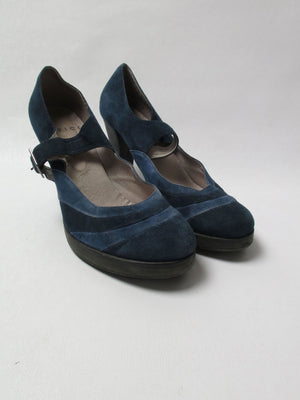 Women's Blue & Navy Mary Jane Suede Shoes 41 - The Harlequin