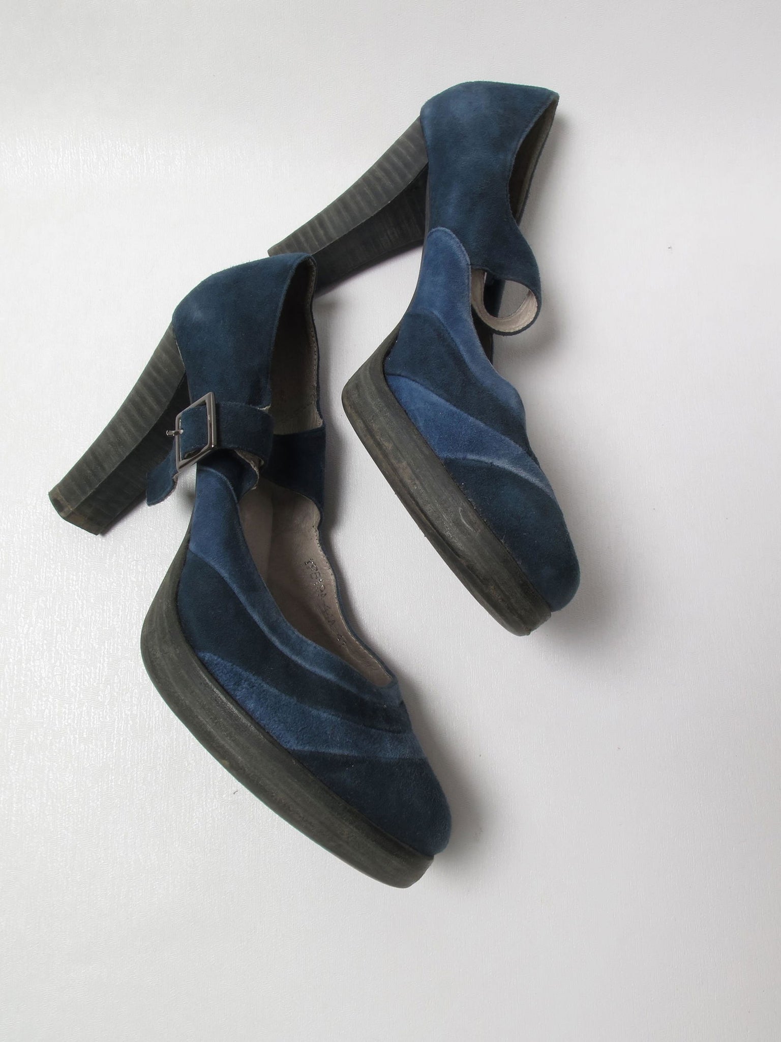 Women's Blue & Navy Mary Jane Suede Shoes 41 - The Harlequin