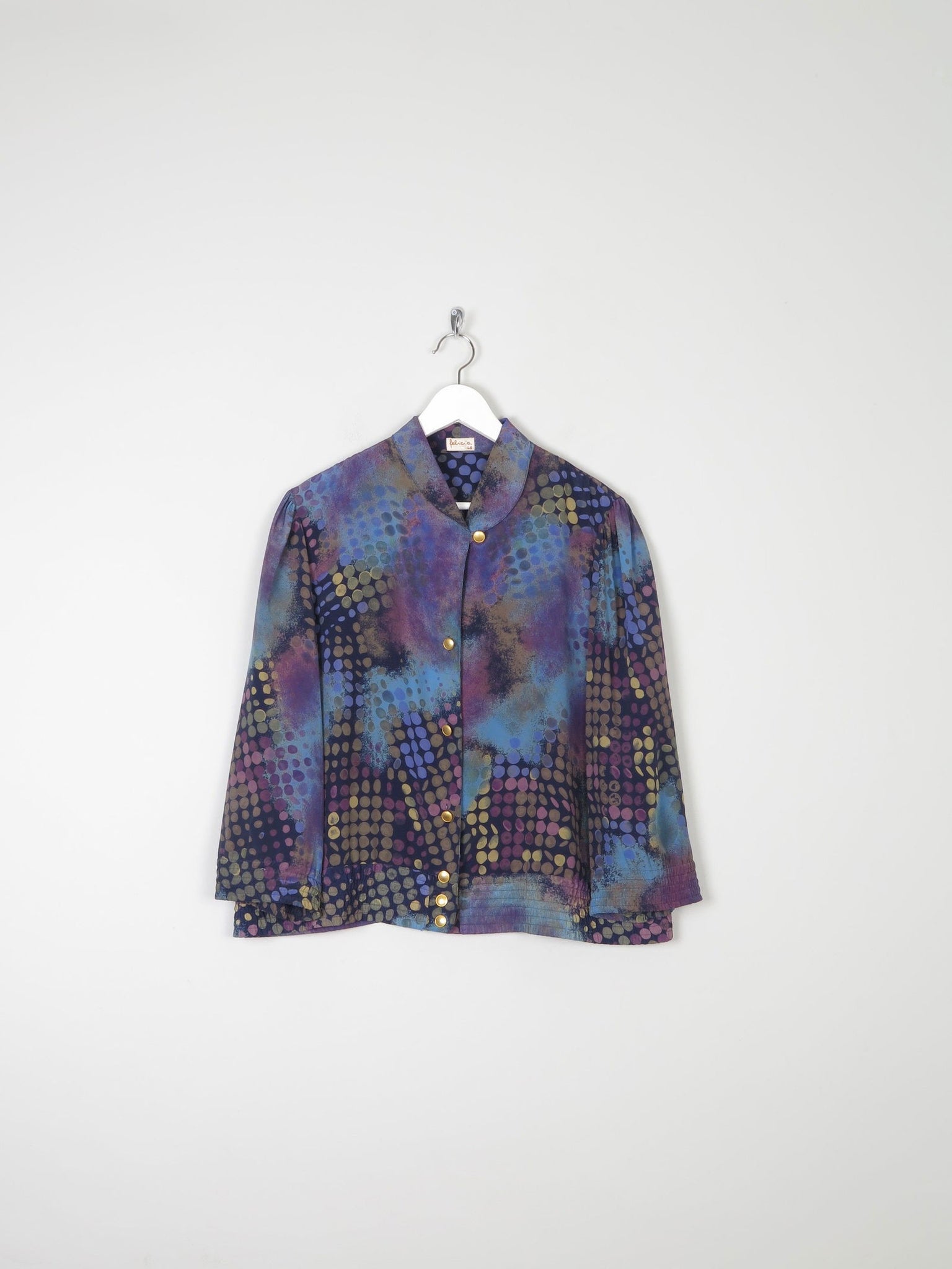 Women’s Blue Vintage Blouse With Prints L - The Harlequin