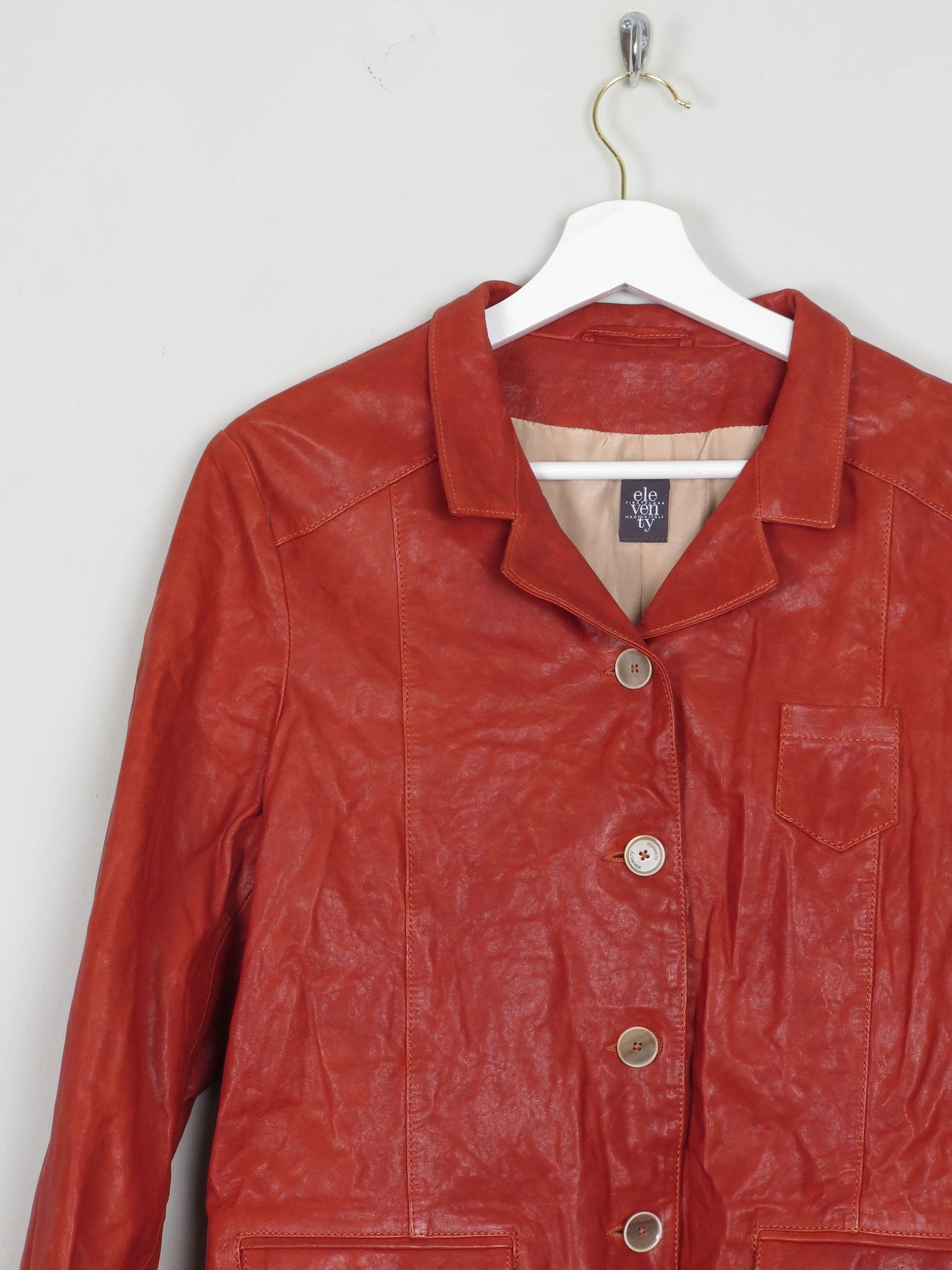 Women's Brick Red Leather Jacket Eleventy M - The Harlequin