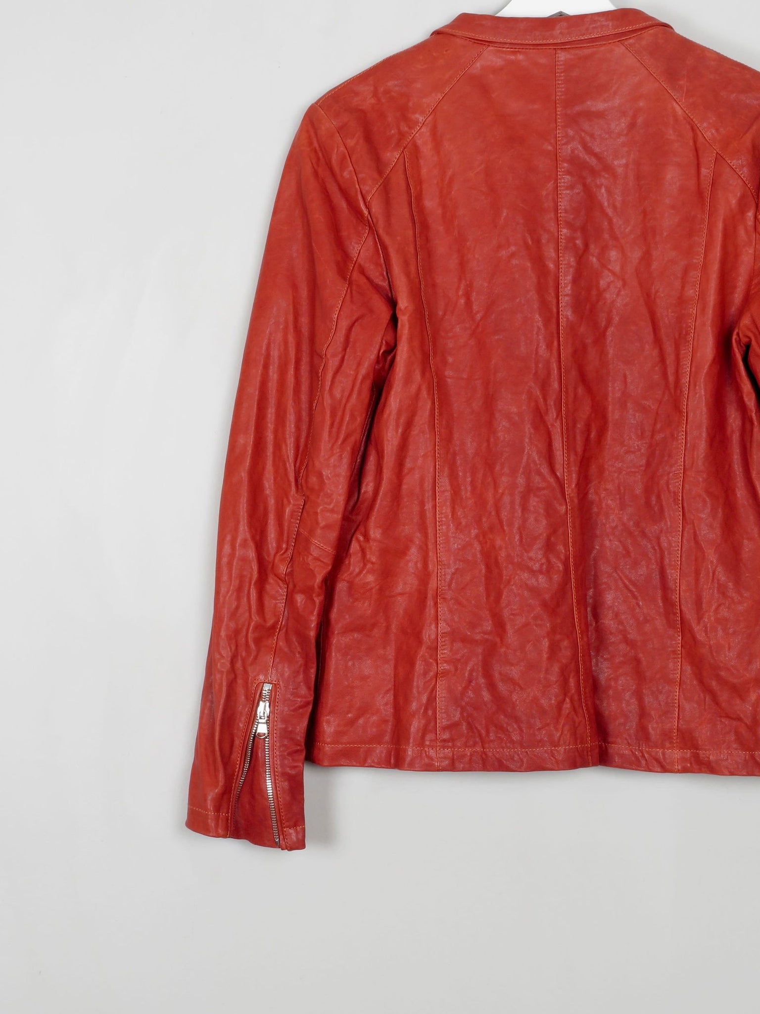 Women's Brick Red Leather Jacket Eleventy M - The Harlequin