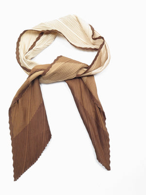 Women's Brown Cream & Brown Pleated Neck Scarf - The Harlequin