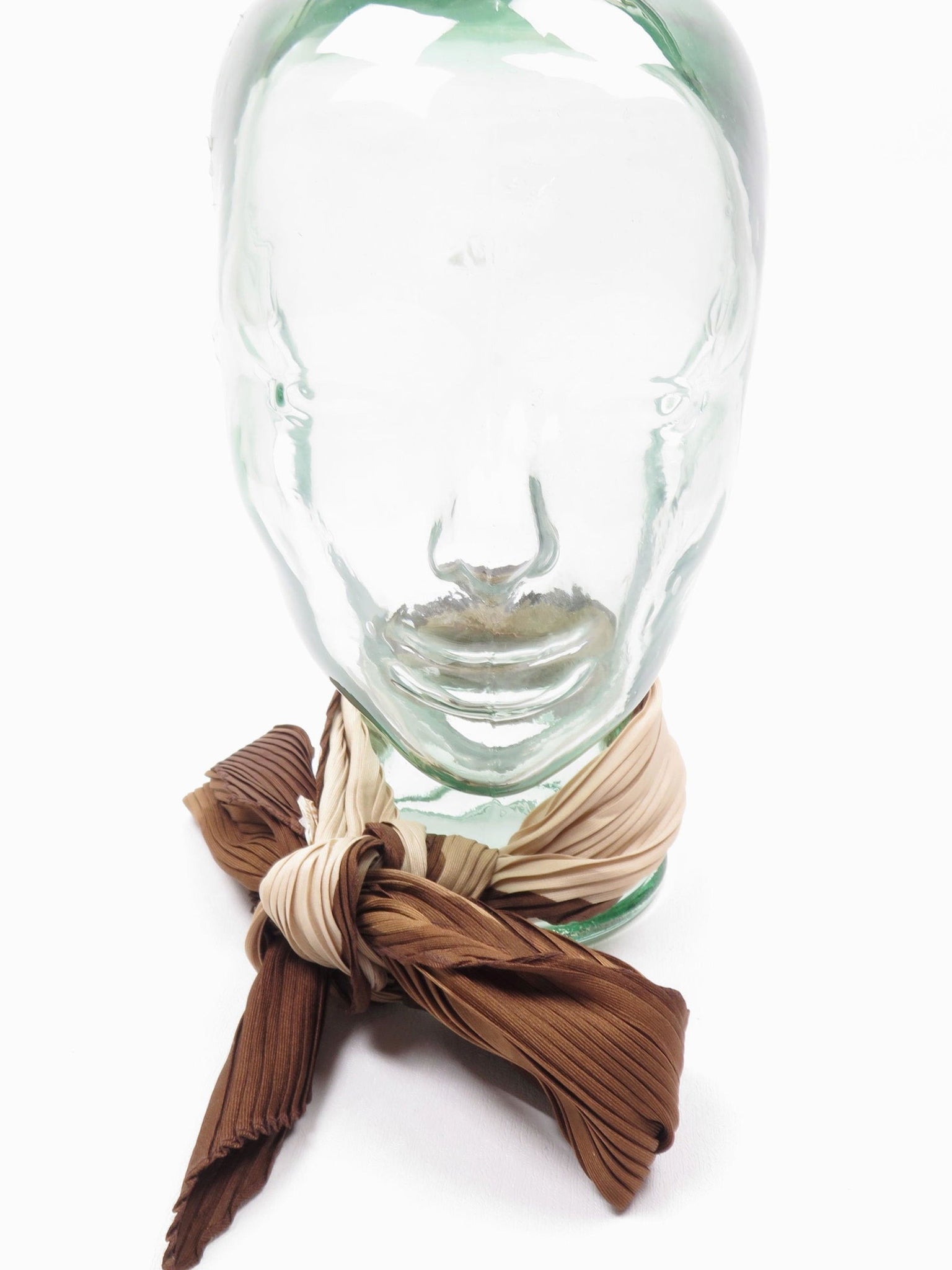 Women's Brown Cream & Brown Pleated Neck Scarf - The Harlequin