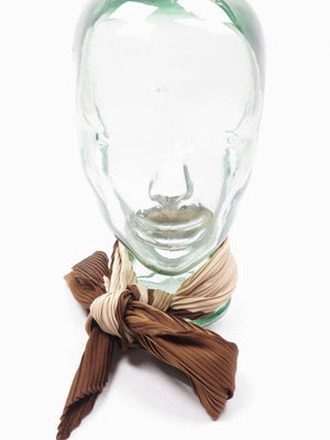 Women's Brown Cream & Brown Pleated Neck Scarf - The Harlequin