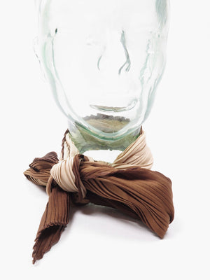 Women's Brown Cream & Brown Pleated Neck Scarf - The Harlequin