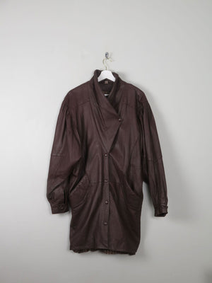 Women's Brown Leather Vintage Coat M - The Harlequin